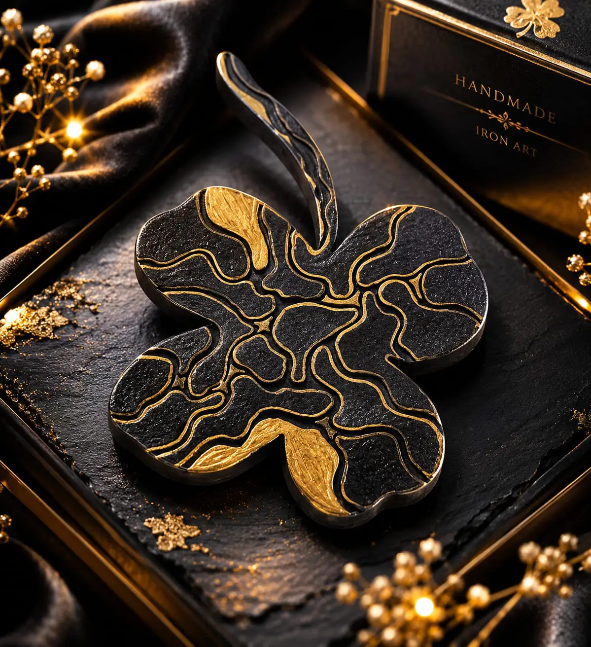 Decorative hand-painted 4-leaf clover